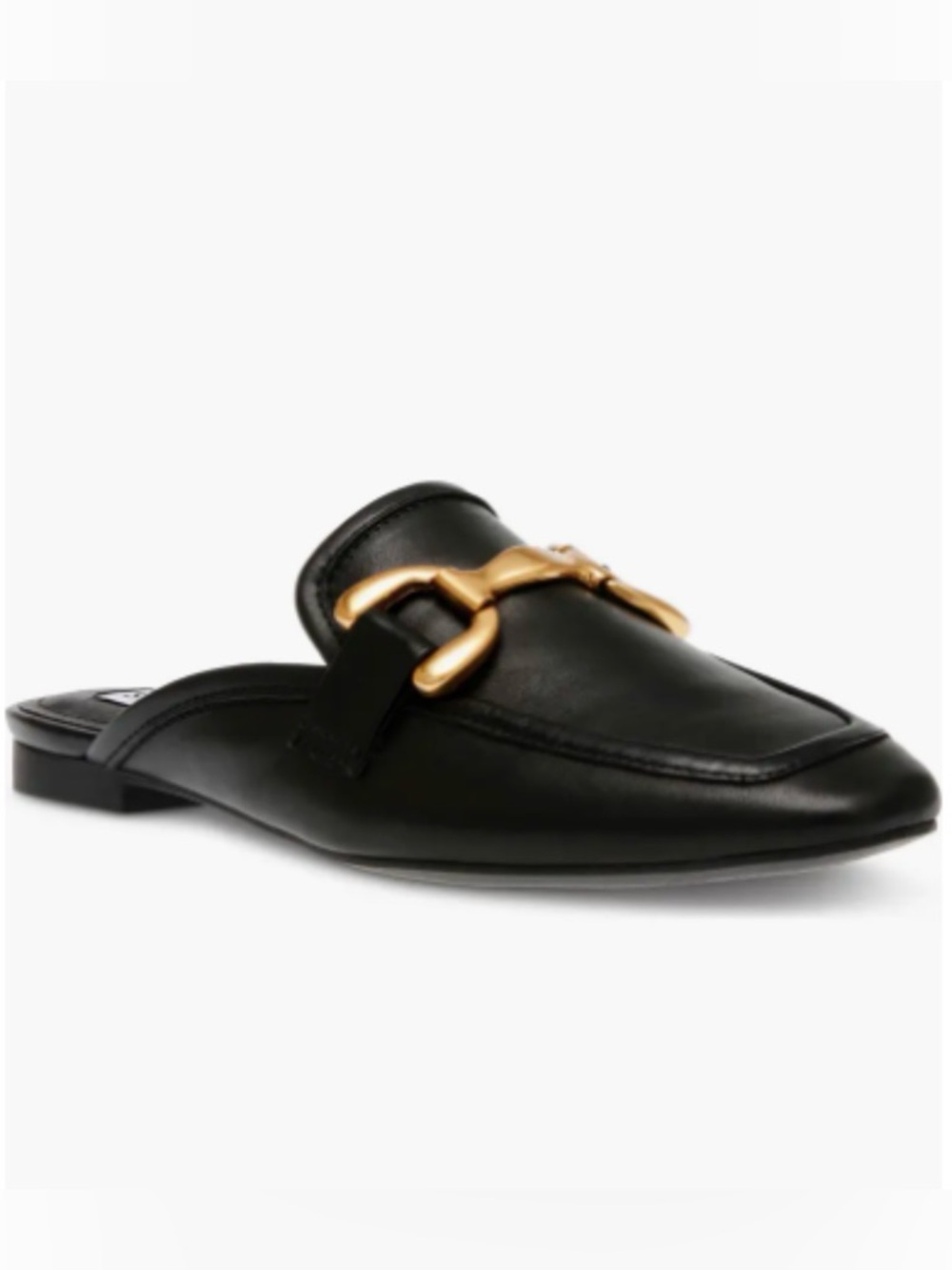 Steve Madden Black Leather Mule with Gold Horsebit Accent - Picture 7 of 8